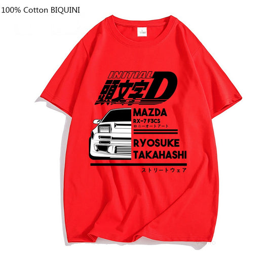AE86 Initial D Japanese Anime T-shirt O-Neck Short Sleeves T