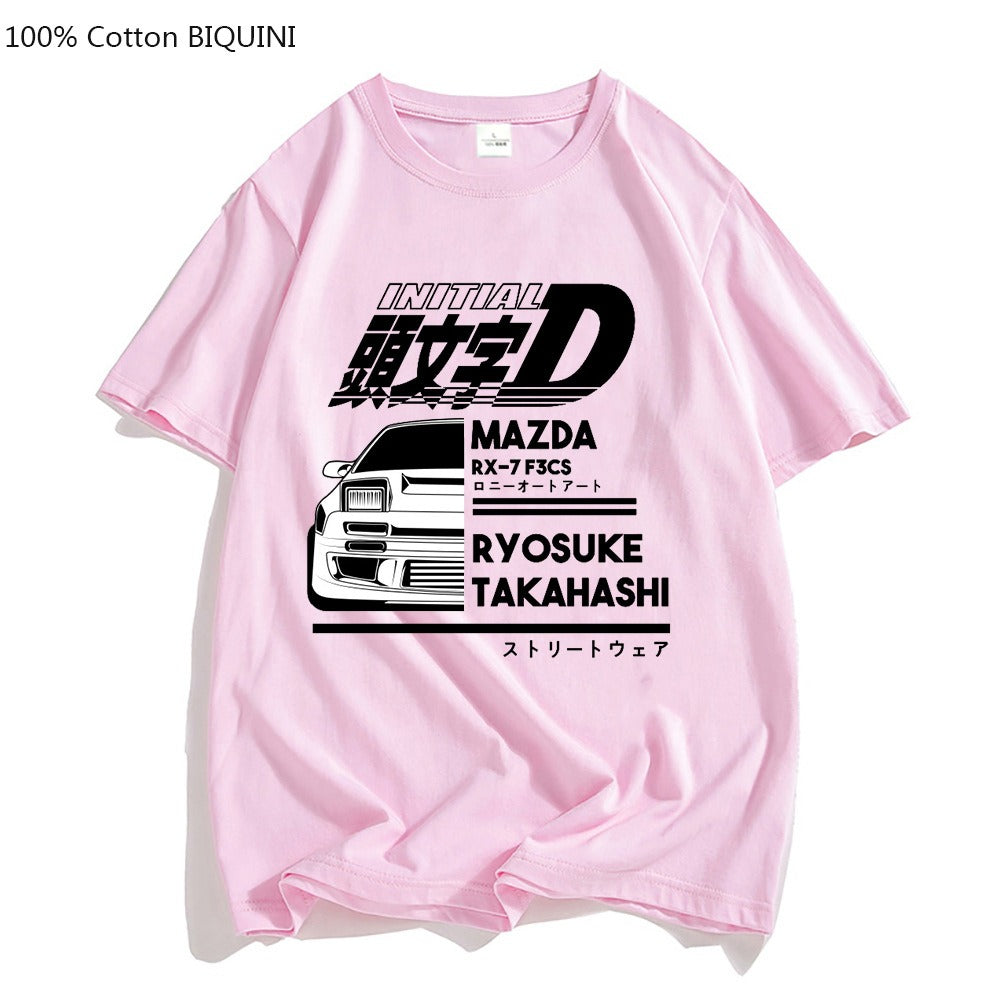 AE86 Initial D Japanese Anime T-shirt O-Neck Short Sleeves T